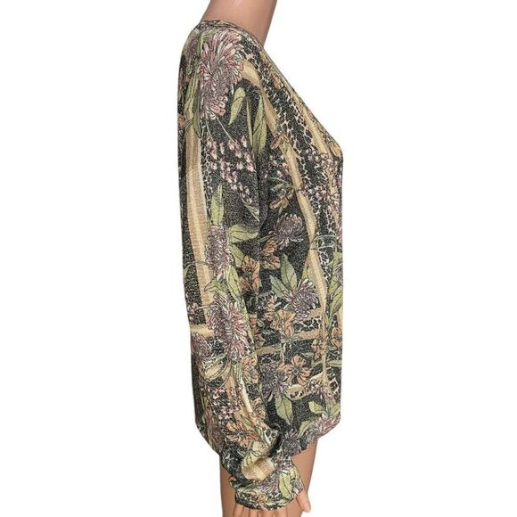 Hale Bob V-Neck Sweater - Black and Green Floral - Picture 2 of 7